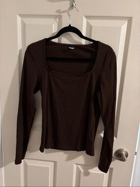 Old Navy Brown Square-Neck Long Sleeve Top